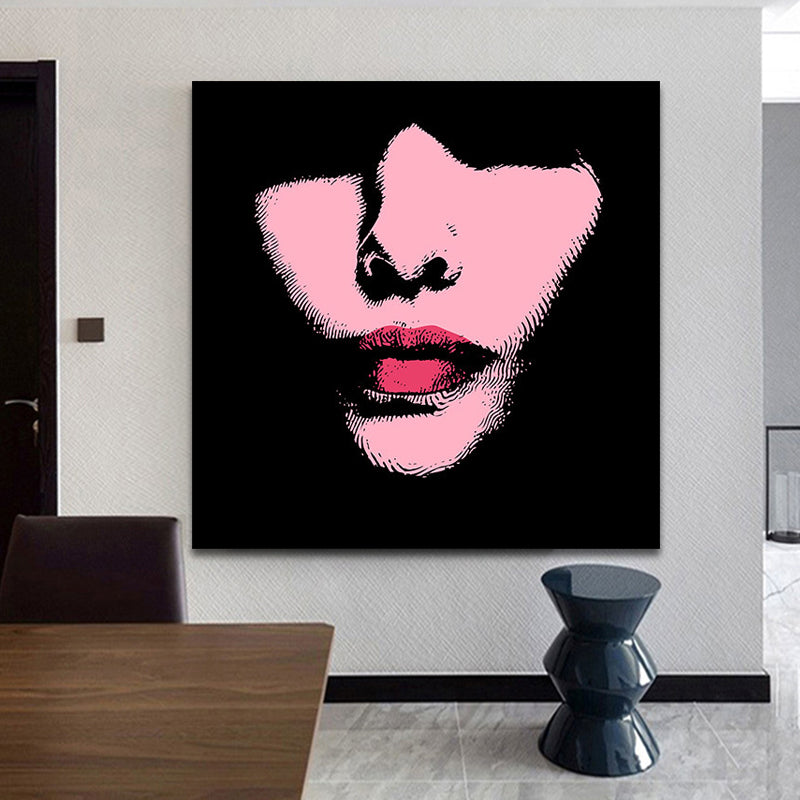 Vivolux | Fashion Mädchen Lip Wrapped Canvas Texturierten Pop Art Stil Schlafzimmer Malerei in Hellfarbe