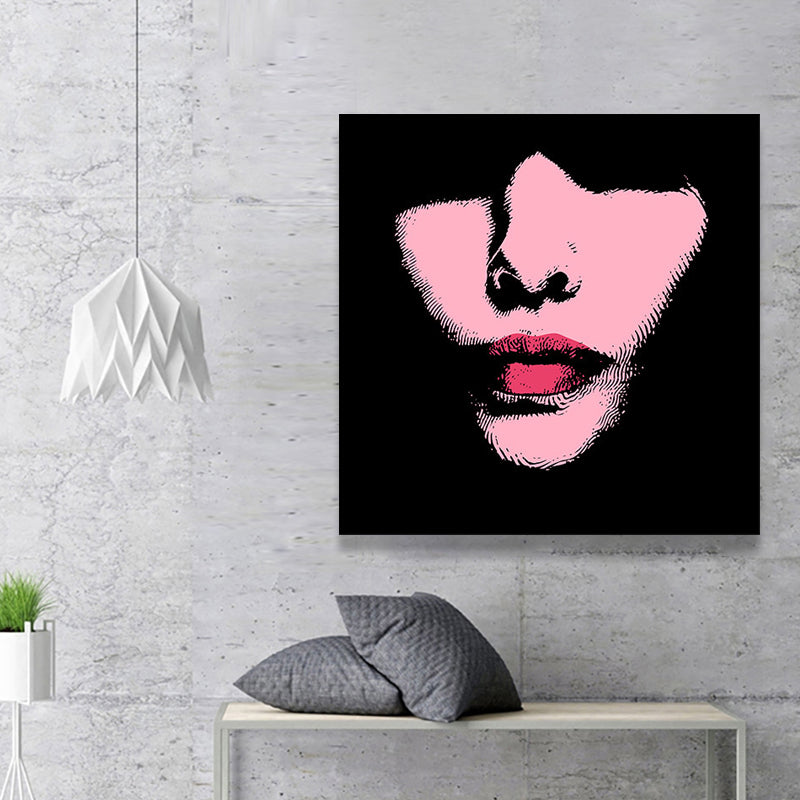 Vivolux | Fashion Mädchen Lip Wrapped Canvas Texturierten Pop Art Stil Schlafzimmer Malerei in Hellfarbe