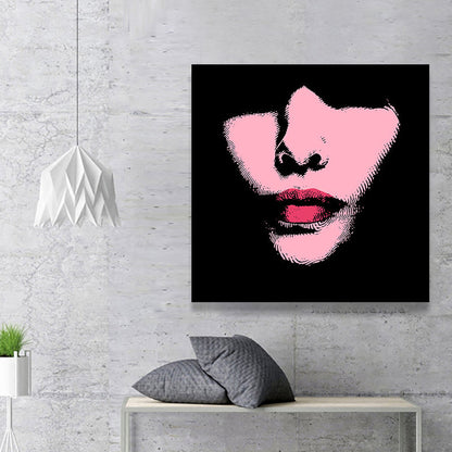 Vivolux | Fashion Mädchen Lip Wrapped Canvas Texturierten Pop Art Stil Schlafzimmer Malerei in Hellfarbe