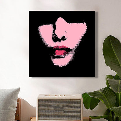 Vivolux | Fashion Mädchen Lip Wrapped Canvas Texturierten Pop Art Stil Schlafzimmer Malerei in Hellfarbe