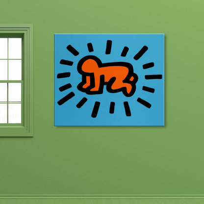Vivolux | Cartoon Grafik Wanddekoration Pop Art Stil Charakter Leinwand in Blau für Jungenzimmer