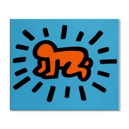 Vivolux | Cartoon Grafik Wanddekoration Pop Art Stil Charakter Leinwand in Blau für Jungenzimmer