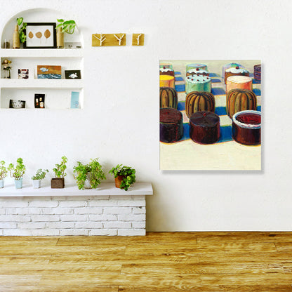 Vivolux | Brauner Cupcake-Leinwanddruck Texturiert Pop Art Kinderzimmer Wanddekoration, mehrere Größen