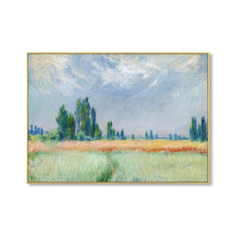 Vivolux | Monet Landschaftsmalerei Impressionismus Malerisches Ackerland Leinwand Wandkunst in heller Farbe