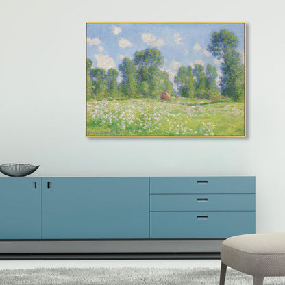 Vivolux | Monet Landschaftsmalerei Impressionismus Malerisches Ackerland Leinwand Wandkunst in heller Farbe