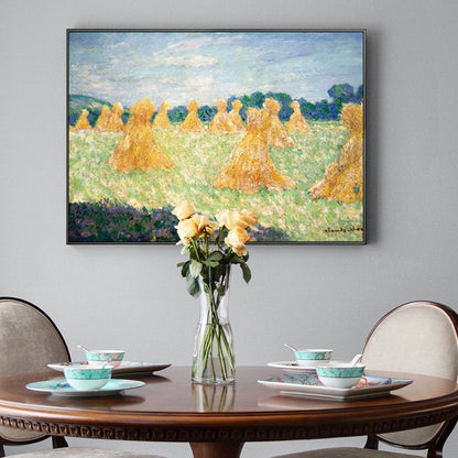 Vivolux | Monet Landschaftsmalerei Impressionismus Malerisches Ackerland Leinwand Wandkunst in heller Farbe