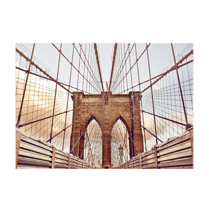 Vivolux | Lichtfarbe Brücke Wanddekor Gebäude Moderne Texturierte Leinwand Wandkunst für Spielzimmer