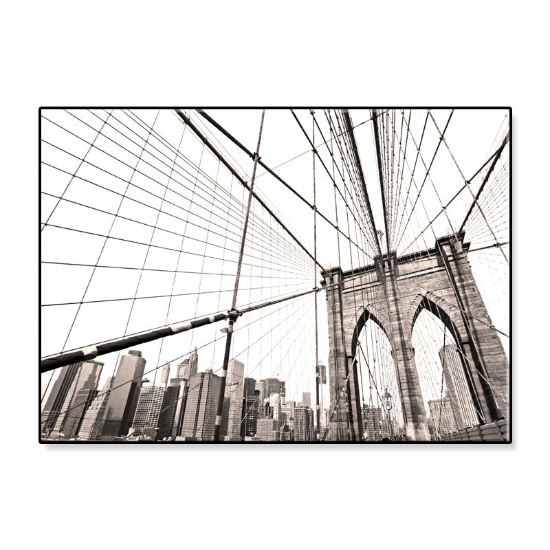 Vivolux | Lichtfarbe Brücke Wanddekor Gebäude Moderne Texturierte Leinwand Wandkunst für Spielzimmer