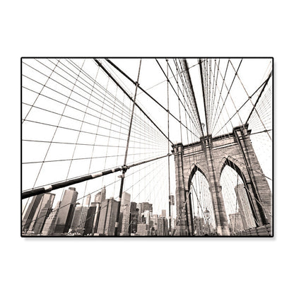 Vivolux | Lichtfarbe Brücke Wanddekor Gebäude Moderne Texturierte Leinwand Wandkunst für Spielzimmer