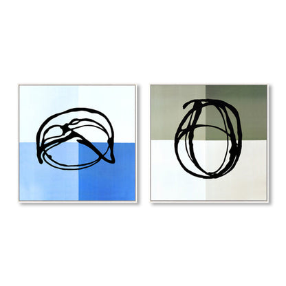 Vivolux | Blaue Zeichnung Abstrakte Leinwand Kunst Texturiert Moderner Stil Wohnzimmer Wanddekoration