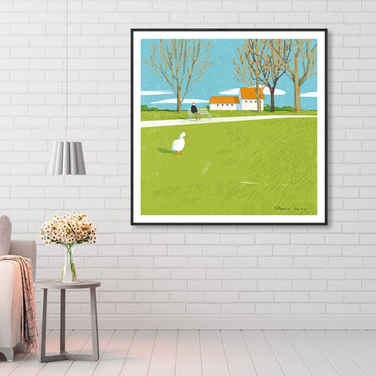 Vivolux | Pastellmalerei Lodge Wandkunst Naturlandschaft moderne strukturierte Leinwand für Schlafzimmer