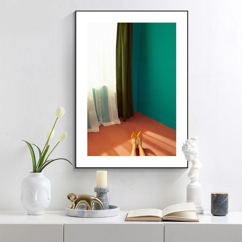 Vivolux | Zeitgenössische Stil Schlafzimmer Szene Wandkunst Dekor Grüne Wohnzimmer Eingewickelte Leinwand