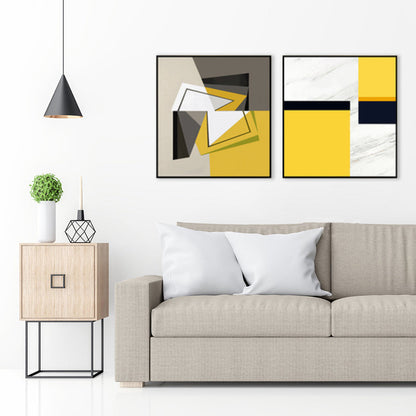 Vivolux | Texturierte Illustrierte Geometrie Leinwand Kunst Zeitgenössische Wanddekoration für das Wohnzimmer