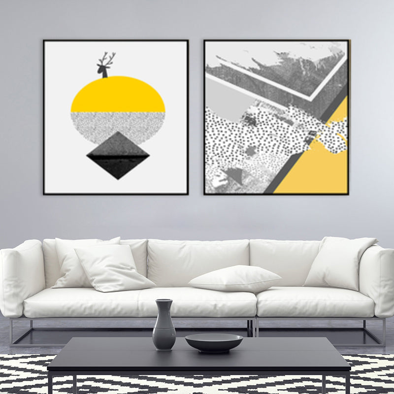 Vivolux | Texturierte Illustrierte Geometrie Leinwand Kunst Zeitgenössische Wanddekoration für das Wohnzimmer