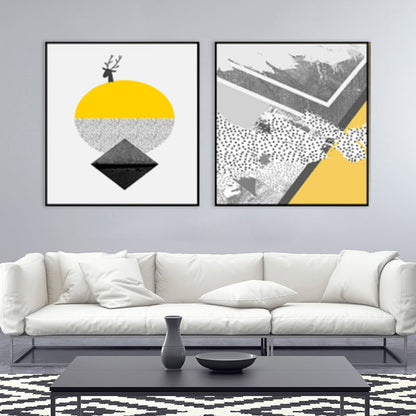 Vivolux | Texturierte Illustrierte Geometrie Leinwand Kunst Zeitgenössische Wanddekoration für das Wohnzimmer