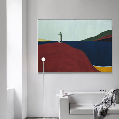 Vivolux | Weiche Farbbergansicht Canvas Natürliches Landschaft Pop Art Texturiertes Gemälde für Wohnzimmer