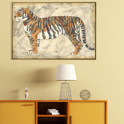 Vivolux | Asiatische Zeichnung Tier Kunst Druck Leinwand Strukturierte helle Farbe Wanddekoration für das Wohnzimmer