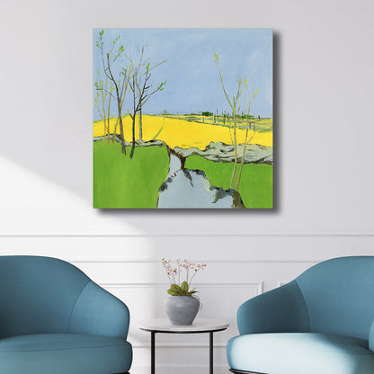 Vivolux | Pop Art Farmfield Canvas Weiche Farbe Texturiertes Gemälde für Schlafzimmer, Verschiedene Größen