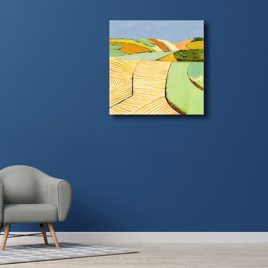 Vivolux | Pop Art Farmfield Canvas Weiche Farbe Texturiertes Gemälde für Schlafzimmer, Verschiedene Größen