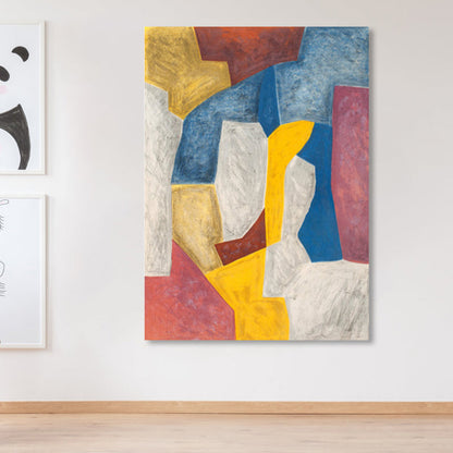 Vivolux | Farbige abstrakte Wandkunst Druck Mid-Century Modern strukturierte Leinwand für das Wohnzimmer