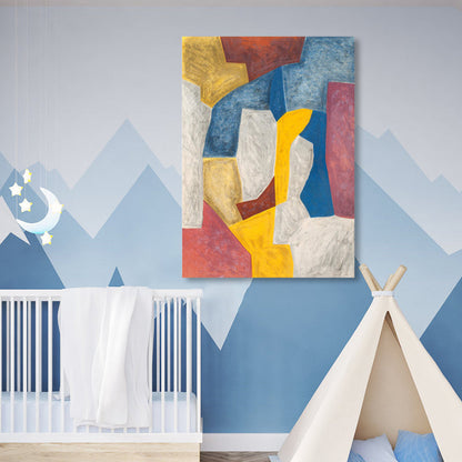 Vivolux | Farbige abstrakte Wandkunst Druck Mid-Century Modern strukturierte Leinwand für das Wohnzimmer