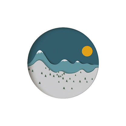 Vivolux | Bergwald-Canvas-Haus Innenillustration Landschaftsmalerei in Blau, Texturiert