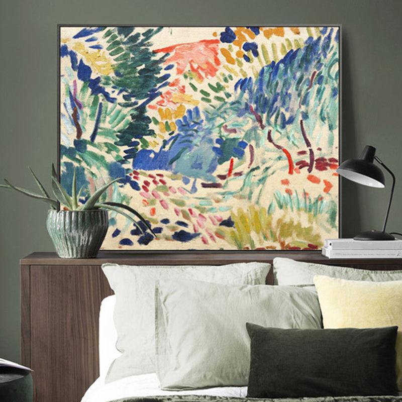 Vivolux | Handbedruckte gewickelte Leinwand blaue Impressionismus-Stil Wandkunst Dekor für das Wohnzimmer