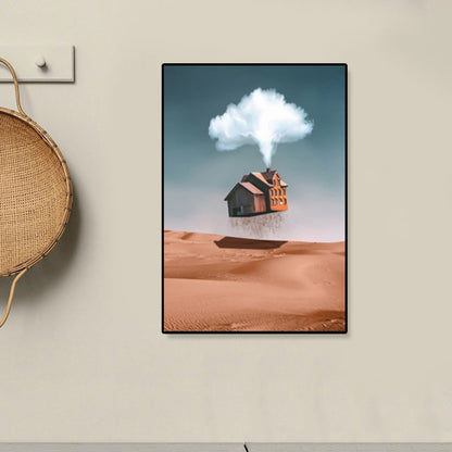 Vivolux | Hausbauansicht Leinwand Surrealismus Stil Texturiertes Wandkunst Dekor in Helligkeit Farbe