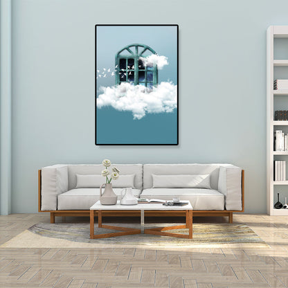 Vivolux | Hausbauansicht Leinwand Surrealismus Stil Texturiertes Wandkunst Dekor in Helligkeit Farbe