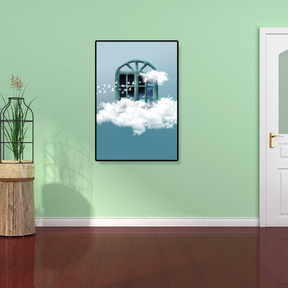 Vivolux | Hausbauansicht Leinwand Surrealismus Stil Texturiertes Wandkunst Dekor in Helligkeit Farbe