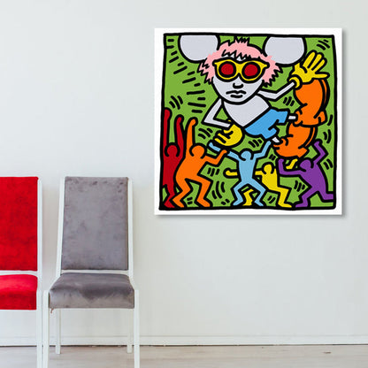 Vivolux | Lichtfarbe Pop Art Gemälde Mausdruck Aufgewickelte Leinwand für das Wohnzimmer, Mehrere Größen