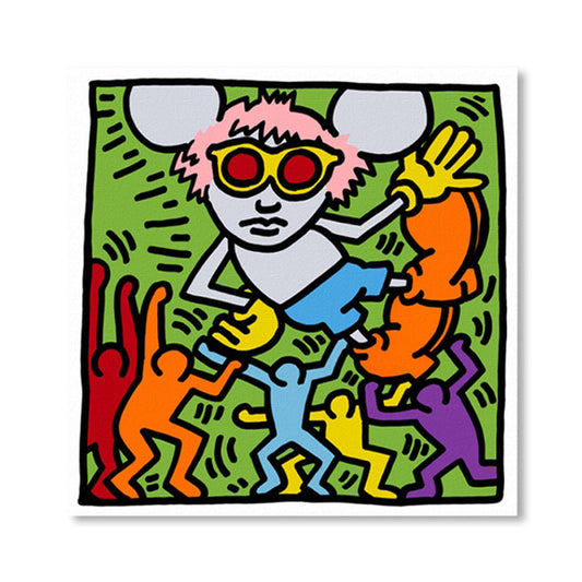 Vivolux | Lichtfarbe Pop Art Gemälde Mausdruck Aufgewickelte Leinwand für das Wohnzimmer, Mehrere Größen