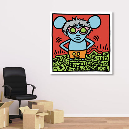 Vivolux | Lichtfarbe Pop Art Gemälde Mausdruck Aufgewickelte Leinwand für das Wohnzimmer, Mehrere Größen