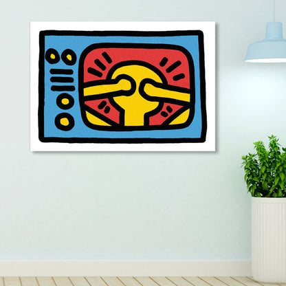 Vivolux | Neuheit Figur Grafik Malerei Pop Art Leinwand Wanddekoration in hellen Farben für das Badezimmer