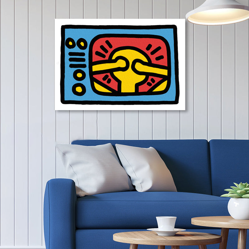 Vivolux | Neuheit Figur Grafik Malerei Pop Art Leinwand Wanddekoration in hellen Farben für das Badezimmer