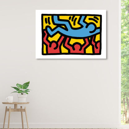 Vivolux | Neuheit Figur Grafik Malerei Pop Art Leinwand Wanddekoration in hellen Farben für das Badezimmer