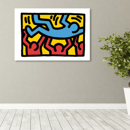 Vivolux | Neuheit Figur Grafik Malerei Pop Art Leinwand Wanddekoration in hellen Farben für das Badezimmer