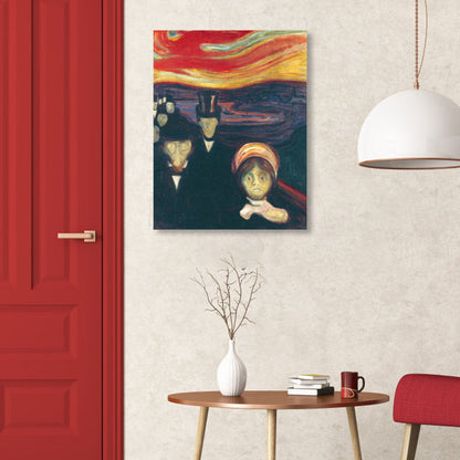 Vivolux | Figur auf Holzbrücke Kunstdruck Abstract Expressionismus Leinwand Wanddekoration in sanften Farben für den Raum