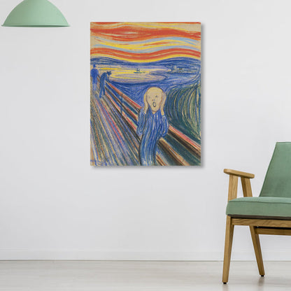 Vivolux | Figur auf Holzbrücke Kunstdruck Abstract Expressionismus Leinwand Wanddekoration in sanften Farben für den Raum