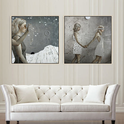 Vivolux | Surrealismus Gehende Maid Leinwand Kunstmalerei Charakter Sanfte Farbe Galerie Wanddeko