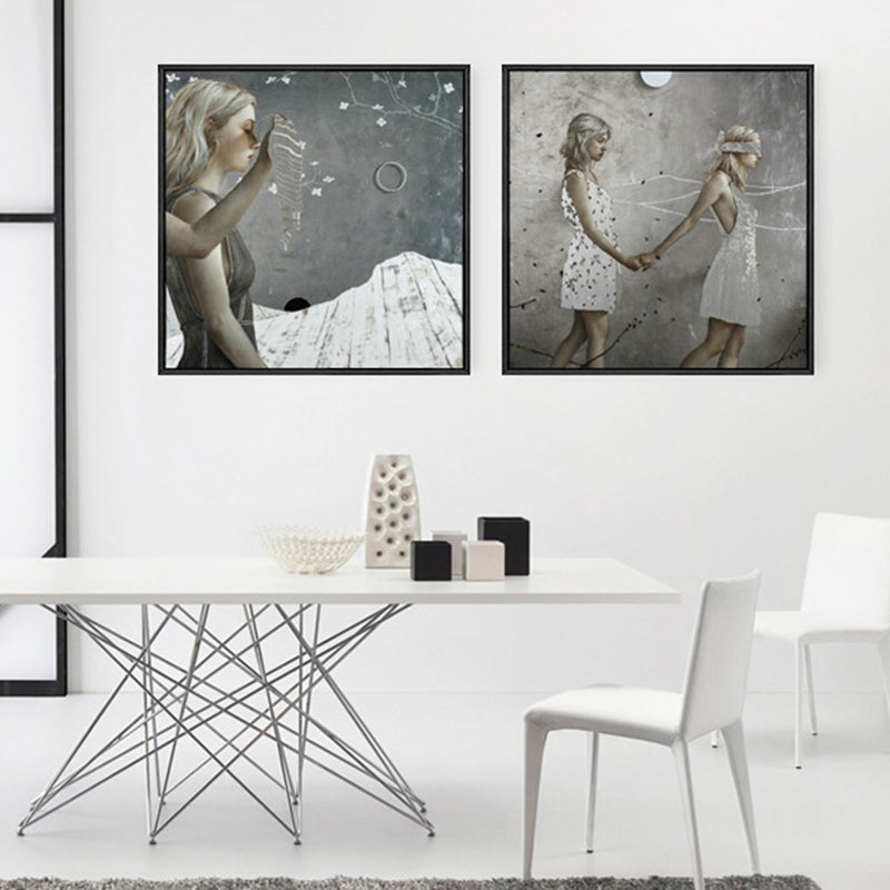 Vivolux | Surrealismus Gehende Maid Leinwand Kunstmalerei Charakter Sanfte Farbe Galerie Wanddeko