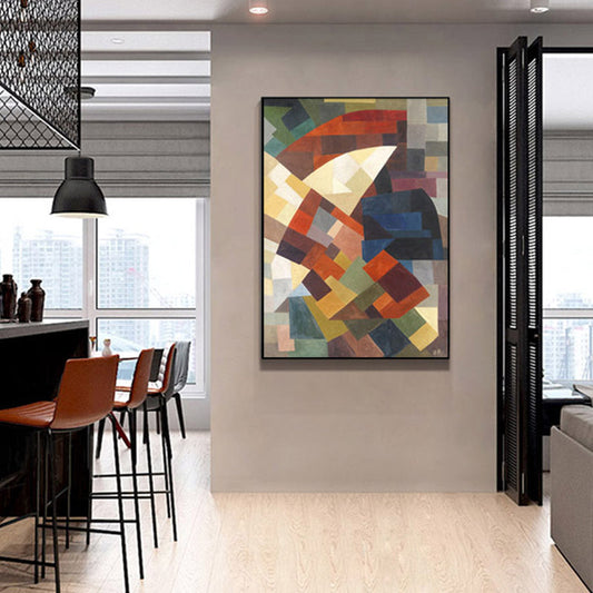 Vivolux | Kubismus Stil Farbblock Wandkunst Dekor Braunes Esszimmer Leinwanddruck, Mehrere Größen