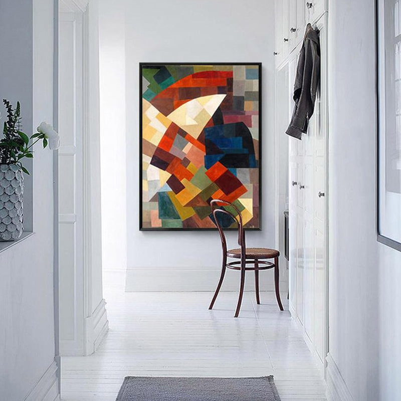 Vivolux | Kubismus Stil Farbblock Wandkunst Dekor Braunes Esszimmer Leinwanddruck, Mehrere Größen