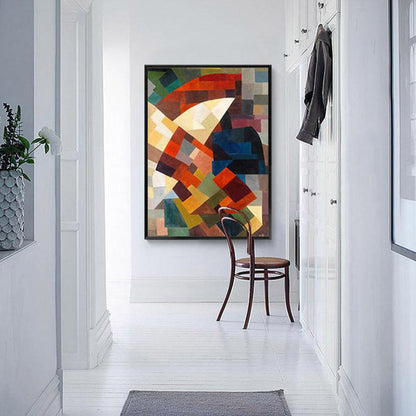 Vivolux | Kubismus Stil Farbblock Wandkunst Dekor Braunes Esszimmer Leinwanddruck, Mehrere Größen