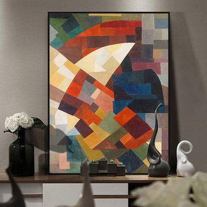 Vivolux | Kubismus Stil Farbblock Wandkunst Dekor Braunes Esszimmer Leinwanddruck, Mehrere Größen