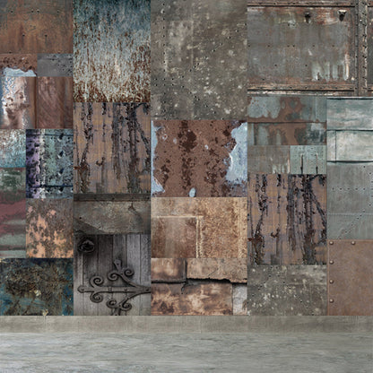 Vivolux | Donkere Kleur Steampunk Behang Volledige Maat Metaal Effect Wanddecoratie voor Thuisinterieur