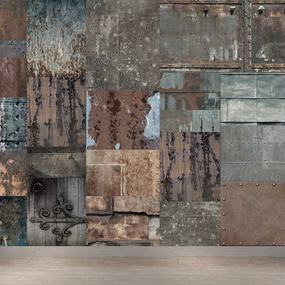 Vivolux | Donkere Kleur Steampunk Behang Volledige Maat Metaal Effect Wanddecoratie voor Thuisinterieur