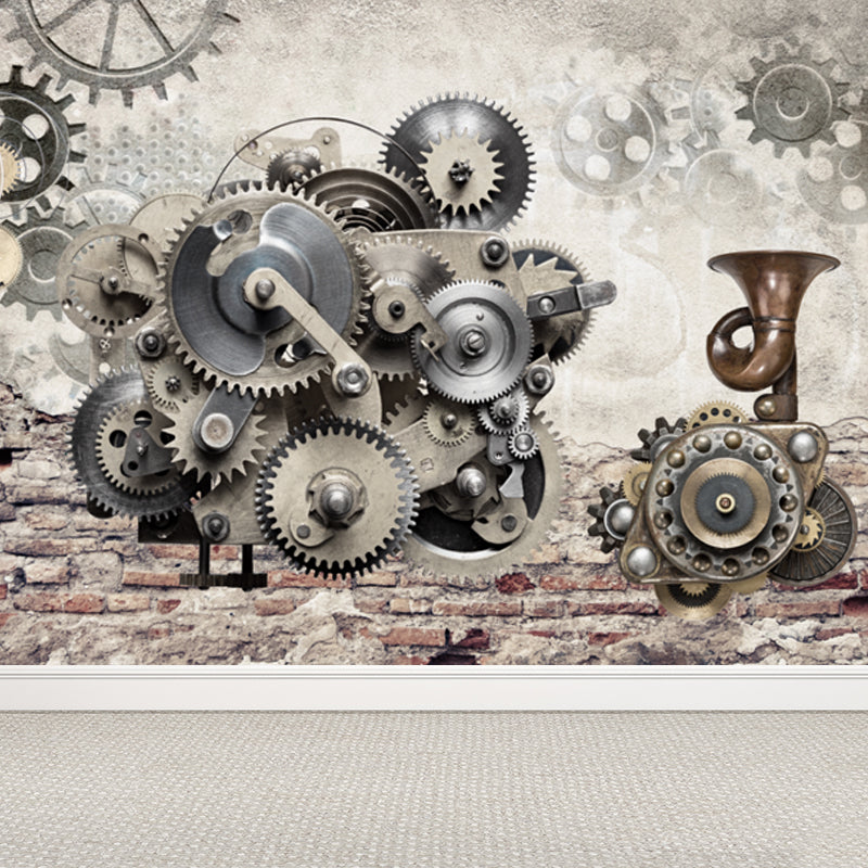Vivolux | Donkere Kleur Steampunk Behang Volledige Maat Metaal Effect Wanddecoratie voor Thuisinterieur