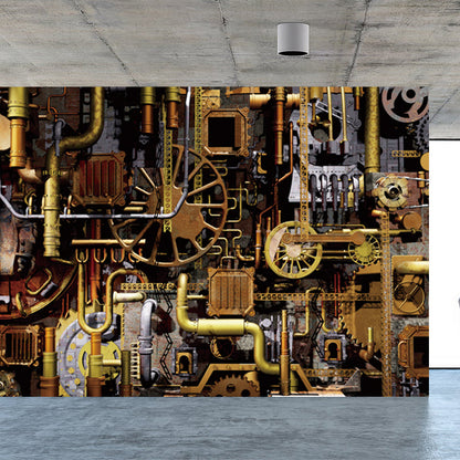 Vivolux | Donkere Kleur Steampunk Behang Volledige Maat Metaal Effect Wanddecoratie voor Thuisinterieur