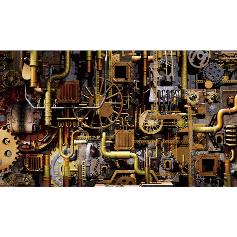 Vivolux | Donkere Kleur Steampunk Behang Volledige Maat Metaal Effect Wanddecoratie voor Thuisinterieur